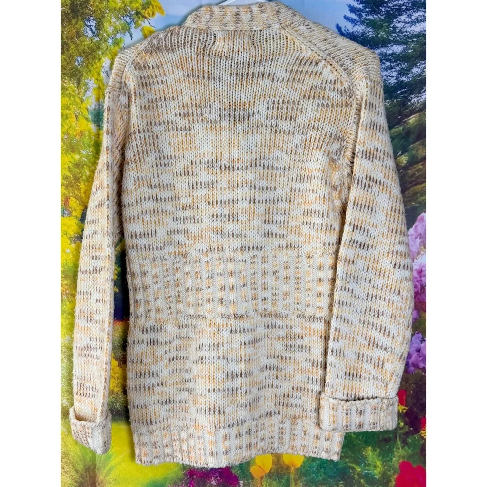 Vintage Acrylic Fibre Chunky Knit Button Up Cardigan Sweater Size L